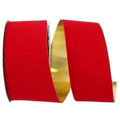 JAM Paper 2.5" x 25yd. Velvet Gold Back Ribbon Medium Red