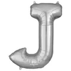 32" Silver Letter Foil Balloon J