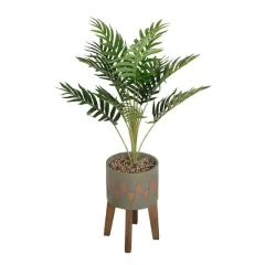 Flora Bunda&reg; 3.15ft. Palm In Cement Planter On Wood Stand