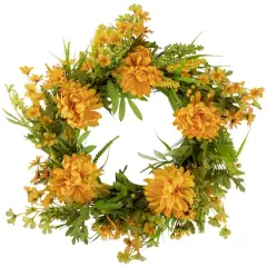 24" Yellow Peony Artificial Fall Harvest Twig Wreath