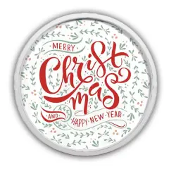 Faded Merry Christmas & Happy New Year Round Wall Art in White Frame