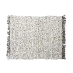 Hello Honey&reg; 60" x 50" Natural & Gray M&eacute;lange Cozy Haven Wool Blend Shag Throw