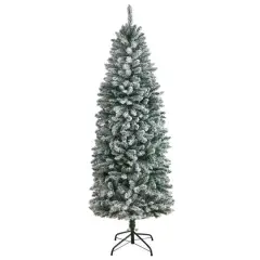 6ft. Unlit Slim Flocked Montreal Fir Artificial Christmas Tree