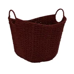 Household Essentials 17.5" Woven Paper Rope Basket with Handles Red