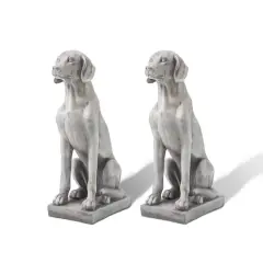 Glitzhome&reg; 28.25" Light Gray Sitting Labrador Retriever Dog Statues, 2ct.