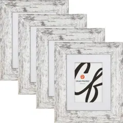 4 Pack American Barn Alabaster White Picture Frame with Mat by Craig Frames