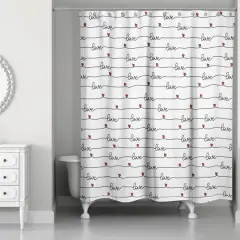 Love Script Pattern 71" x 74" Shower Curtain