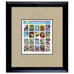 Super Heroes 2 U.S. Stamp Sheet in 16" x 14" Wood Frame