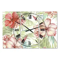 Designart 'Hibiscus Paradise Oversized Cottage Multipanel Wall Clock