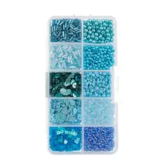 John Bead Mixed Sequins & Beads Kit Blue