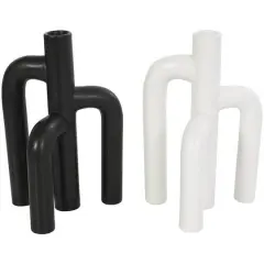 CosmoLiving by Cosmopolitan 10" Black & White Ceramic Abstract 3-Arch Vase Set