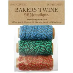 Hemptique&reg; Jester Cotton Baker's Twine Mini Spools, 3ct.