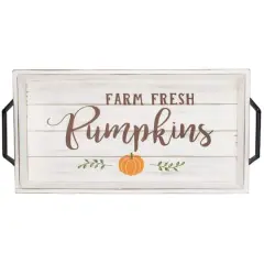 White "Farm Fresh Pumpkins" Thanksgiving Wood Tray