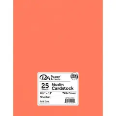 PA Paper&trade; Accents Muslin 8.5" x 11" 73lb. Cardstock, 25 Sheets Sherbet