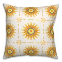 Flower Medallion Throw Pillow White