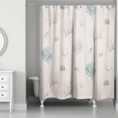 Multi Shell Coral Shower Curtain Coral/White/Blush