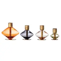 Hello Honey&reg; Multi-Color Glass & Metal Taper Holders Set, 4ct.