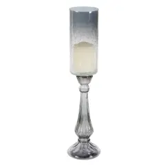 21" Black Glass Traditional Candle Holder