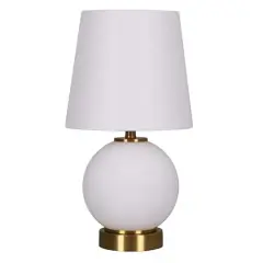 14" Gold & White Glass Table Lamp with White Fabric Shade by Ashland&reg;