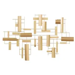 CosmoLiving by Cosmopolitan Gold Iron Grid Wall Accent