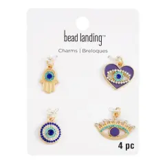 Blue & Gold Evil Eye Charms by Bead Landing&trade;