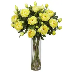 3ft. Yellow Peony Arrangement in Glass Vase