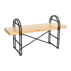 Hello Honey&reg; 48" Blonde Nordic Fir Wood & Black Iron Bench