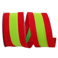 JAM Paper 2.5" x 10yd. Red & Lime Wired Velvet Duo Ribbon