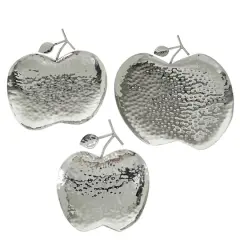 Silver Apple Stainless Steel Contemporary Tray Set