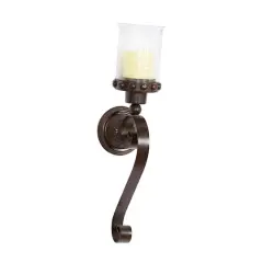 20" Brown Iron Traditional Candle Wall Sconce