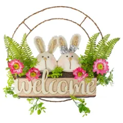 19" Easter Bunny Couple Welcome Wreath