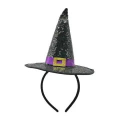 Black Sequined Witch Hat Headband by Celebrate It&trade;