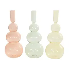 10" Multicolor Glass Triple Ascending Bubble Taper Candle Holder Set, 3ct.