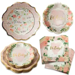 Kate Aspen&reg; Pink Floral Baby Shower Onesie Tableware Set