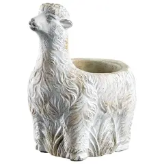 7" Antique White Distressed Llama Planter 