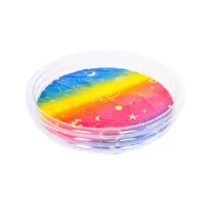 Pool Central&reg; 61.5" Inflatable Round 3 Ring Rainbow Celestial Kiddie Swimming Pool