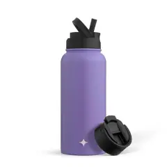 JoyJolt&reg; 32oz. Vacuum Insulated Water Bottle With Flip Lid & Sport Straw Lid Purple