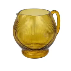 Hello Honey&reg; 2.5qt. Amber Round Ribbed Glass Pitcher