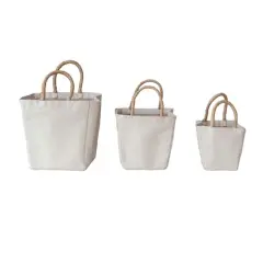 Hello Honey&reg; Natural Cotton Canvas Containers with Braided Raffia Handles, 3ct.