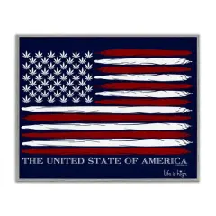 Stupell Industries Herb America Flag Framed Giclee Art Gray