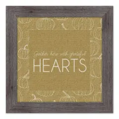 Mustard Grateful Hearts Print in Western Gray Frame