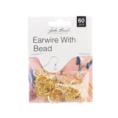 John Bead Must Have Findings 18mm Earwire with Bead, 60ct. Gold