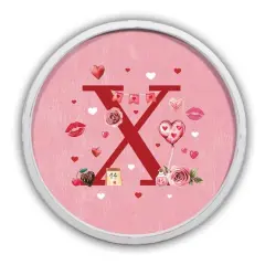 20" Valentine Things White Framed Round Monogram Print X