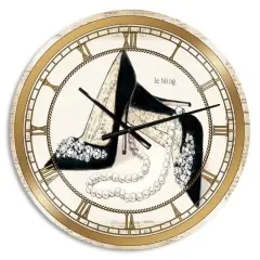 Designart Glamorous Black Diamond Stiletto I Glam Wall Clock
