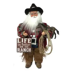 15" Life is Better on the Ranch Santa Claus Decoration