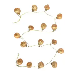 Hello Honey&reg; 6ft. Apricot Embossed Mercury Glass Ornament Garland with Gold Cord