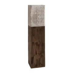 35" Brown Mango Wood Contemporary Candle Holder