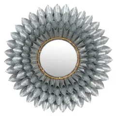 32" Gray Contemporary Galvanized Metal Wall Mirror