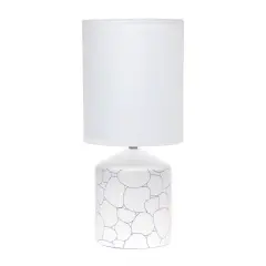 Simple Designs 18.5" Fresh Prints Table Lamp White and Blue Stone