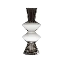 Hello Honey&reg; 10" Clear & Gray Fluted Glass Vase
